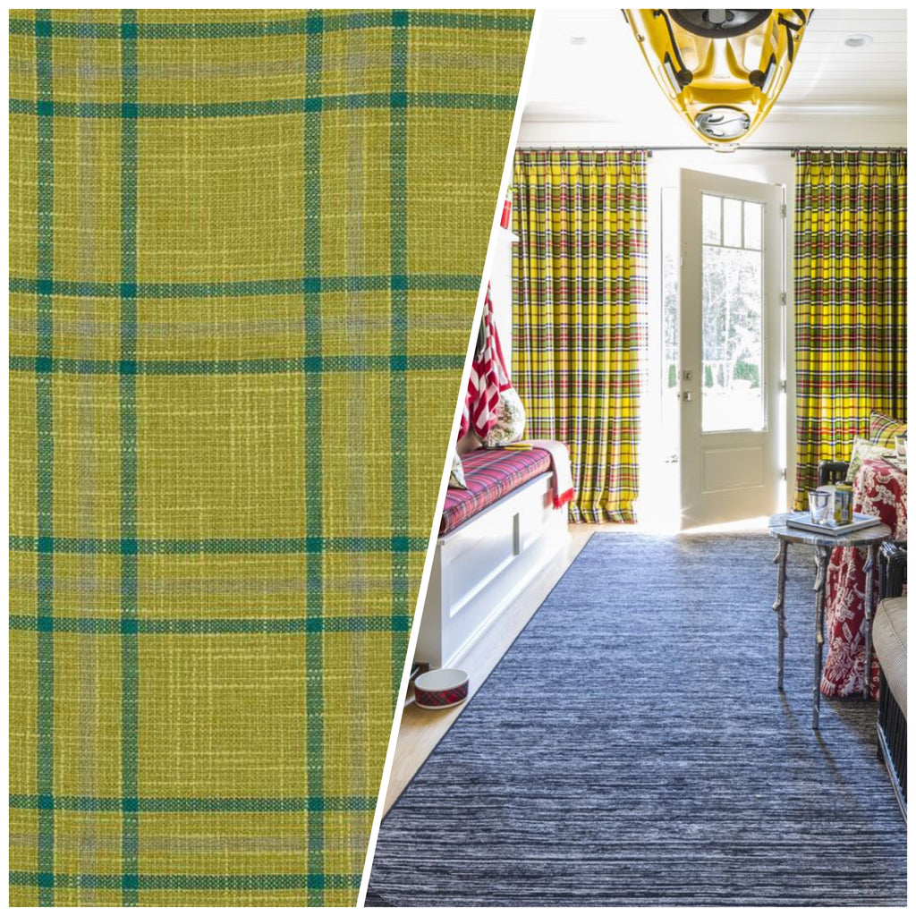 NEW Sir Adrian Plaid Tartan Upholstery Fabric in Chartreuse - Fancy Styles Fabric Pierre Frey Lee Jofa Brunschwig & Fils