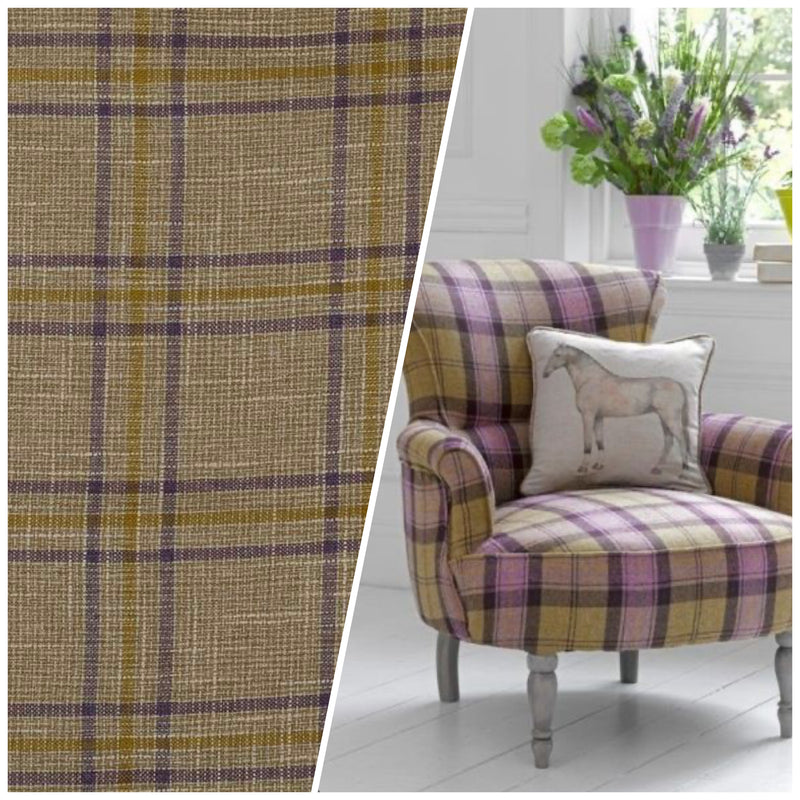 NEW Sir Adrian Plaid Tartan Upholstery Fabric in Taupe - Fancy Styles Fabric Pierre Frey Lee Jofa Brunschwig & Fils