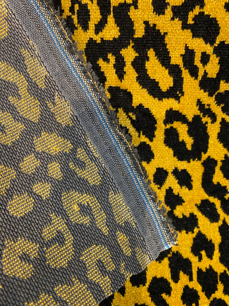 NEW Duchess Elspeth Leopard Novelty Upholstery Velvet Golden Yellow and Black - Fancy Styles Fabric Pierre Frey Lee Jofa Brunschwig & Fils