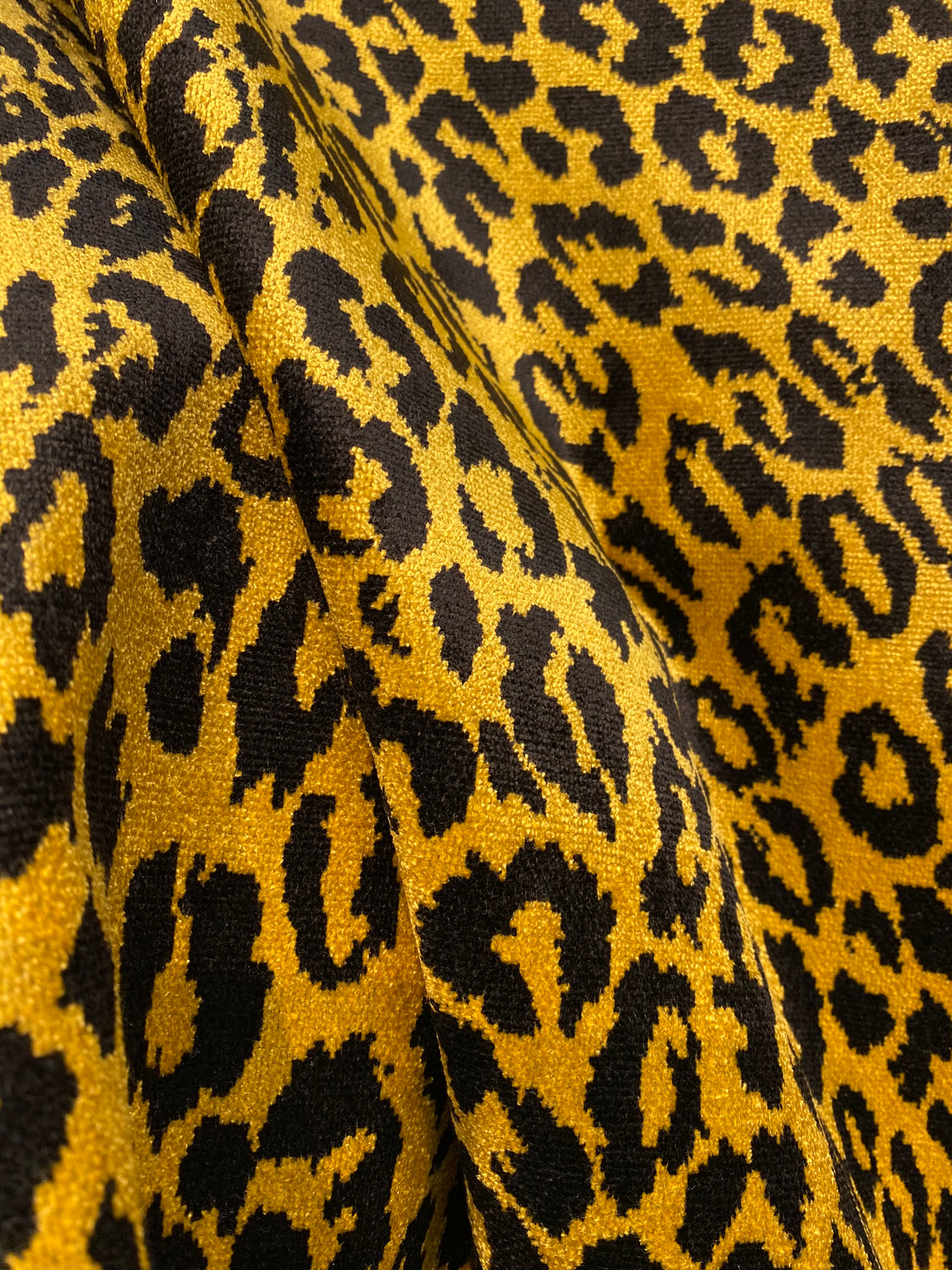NEW Duchess Elspeth Leopard Novelty Upholstery Velvet Golden Yellow and Black - Fancy Styles Fabric Pierre Frey Lee Jofa Brunschwig & Fils