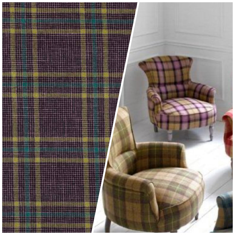 NEW Sir Adrian Plaid Tartan Upholstery Fabric in Grape Purple - Fancy Styles Fabric Pierre Frey Lee Jofa Brunschwig & Fils
