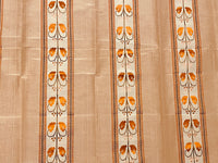 NEW Contessa Bristol 100% Silk Leaf Embroidered Striped Fabric Orange and Cream - Fancy Styles Fabric Pierre Frey Lee Jofa Brunschwig & Fils