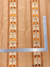 NEW Contessa Bristol 100% Silk Leaf Embroidered Striped Fabric Orange and Cream - Fancy Styles Fabric Pierre Frey Lee Jofa Brunschwig & Fils
