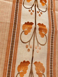 NEW Contessa Bristol 100% Silk Leaf Embroidered Striped Fabric Orange and Cream - Fancy Styles Fabric Pierre Frey Lee Jofa Brunschwig & Fils