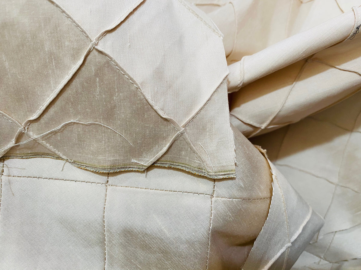 NEW Lady Annabelle 100% Silk Dupioni Pintuck Diamond Cream Fabric By The Yard - Fancy Styles Fabric Pierre Frey Lee Jofa Brunschwig & Fils