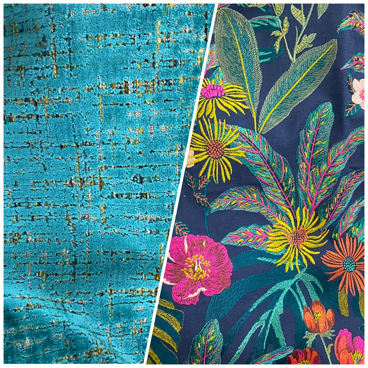 NEW Lord Frederick Novelty Embroidered Floral Drapery and Decorating Fabric in Blue - Fancy Styles Fabric Pierre Frey Lee Jofa Brunschwig & Fils