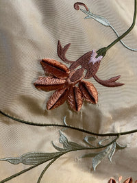 NEW Countess Manon 100% Silk Taffeta in Light Gold with Floral Embroidered Fabric - Fancy Styles Fabric Pierre Frey Lee Jofa Brunschwig & Fils