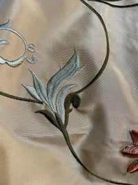 NEW Countess Manon 100% Silk Taffeta in Light Gold with Floral Embroidered Fabric - Fancy Styles Fabric Pierre Frey Lee Jofa Brunschwig & Fils