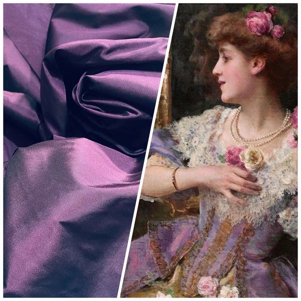 NEW Lady Frank Light Designer “Faux Silk” Taffeta Fabric Made in Italy Purple with Black Iridescence - Fancy Styles Fabric Pierre Frey Lee Jofa Brunschwig & Fils
