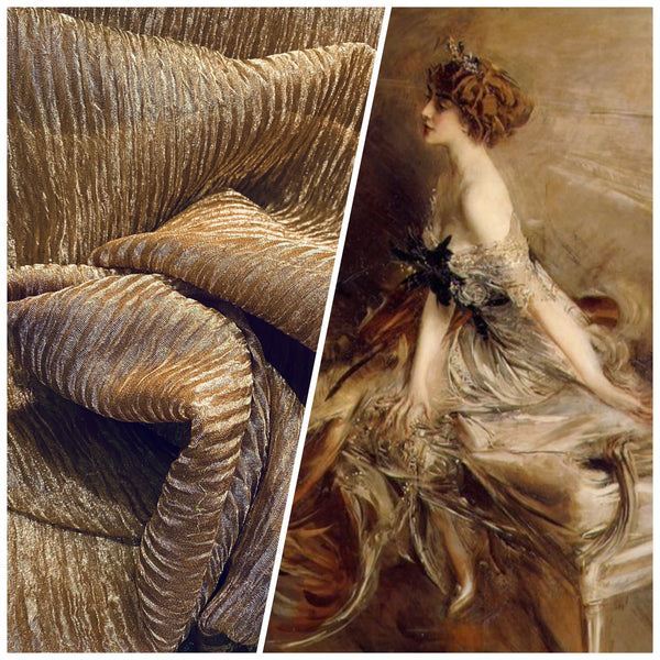 NEW Lady Daffodil 100% Silk & Lurex Crinkle Chiffon Fabric Copper - Fancy Styles Fabric Pierre Frey Lee Jofa Brunschwig & Fils