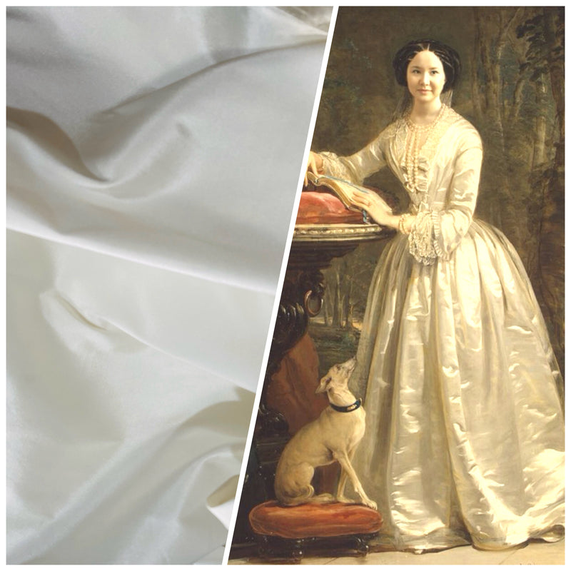 NEW Lady Frank Light Designer “Faux Silk” Taffeta Fabric Made in Italy White