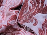 NEW Queen Isabella Designer Damask Burnout Chenille Velvet Fabric Rose Pink - Fancy Styles Fabric Pierre Frey Lee Jofa Brunschwig & Fils