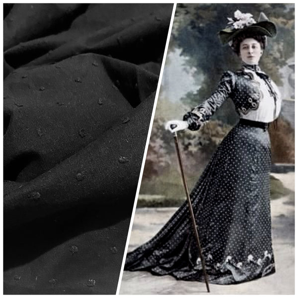 NEW! Miss Iyanna 100% Cotton Swiss Dot Fabric in Black - Fancy Styles Fabric Pierre Frey Lee Jofa Brunschwig & Fils