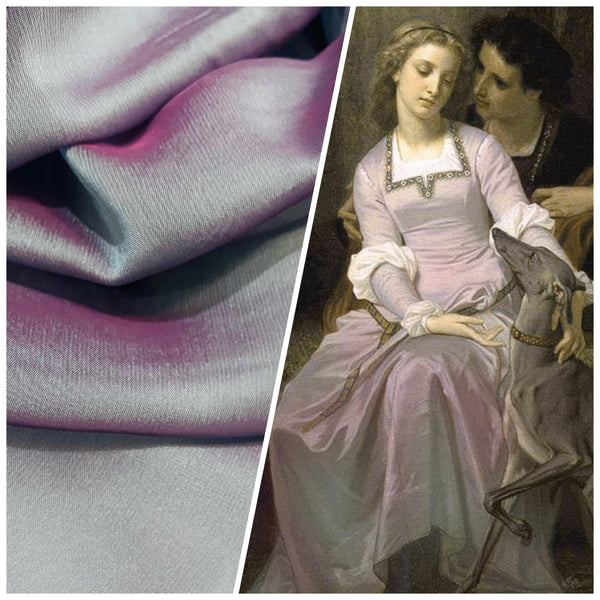 NEW Princess Deepti Silk Polyester Blend Chiffon Fabric in Light Blue with Magenta Iridescence - Fancy Styles Fabric Pierre Frey Lee Jofa Brunschwig & Fils