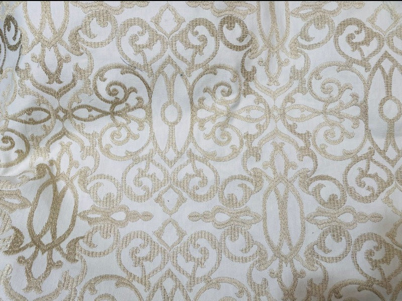 NEW Princess Sandra Novelty 100% Cotton with Gold Metallic Embroidery Fabric - Fancy Styles Fabric Pierre Frey Lee Jofa Brunschwig & Fils
