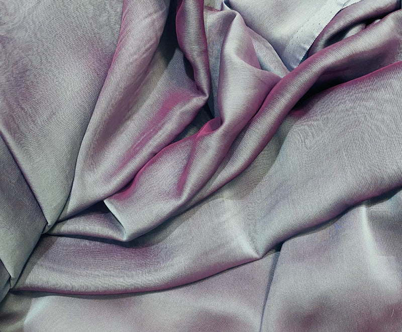 NEW Princess Deepti Silk Polyester Blend Chiffon Fabric in Light Blue with Magenta Iridescence