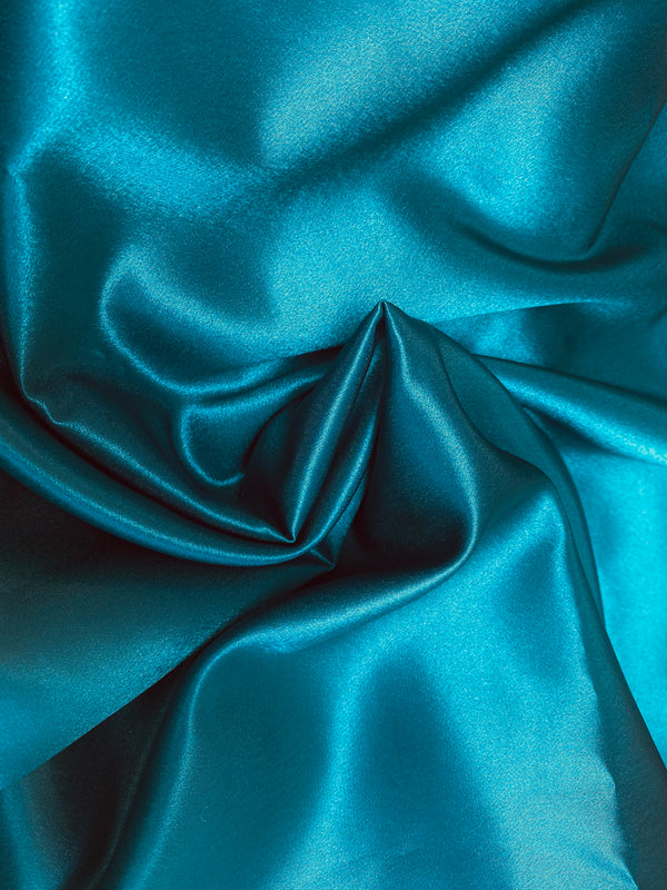 NEW Duchess Malaika "Faux Silk" Satin in Solid Teal - Fancy Styles Fabric Pierre Frey Lee Jofa Brunschwig & Fils
