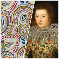 NEW Princess Audrey Designer 100% Cotton Paisley Fabric with Embroidery - Fancy Styles Fabric Pierre Frey Lee Jofa Brunschwig & Fils
