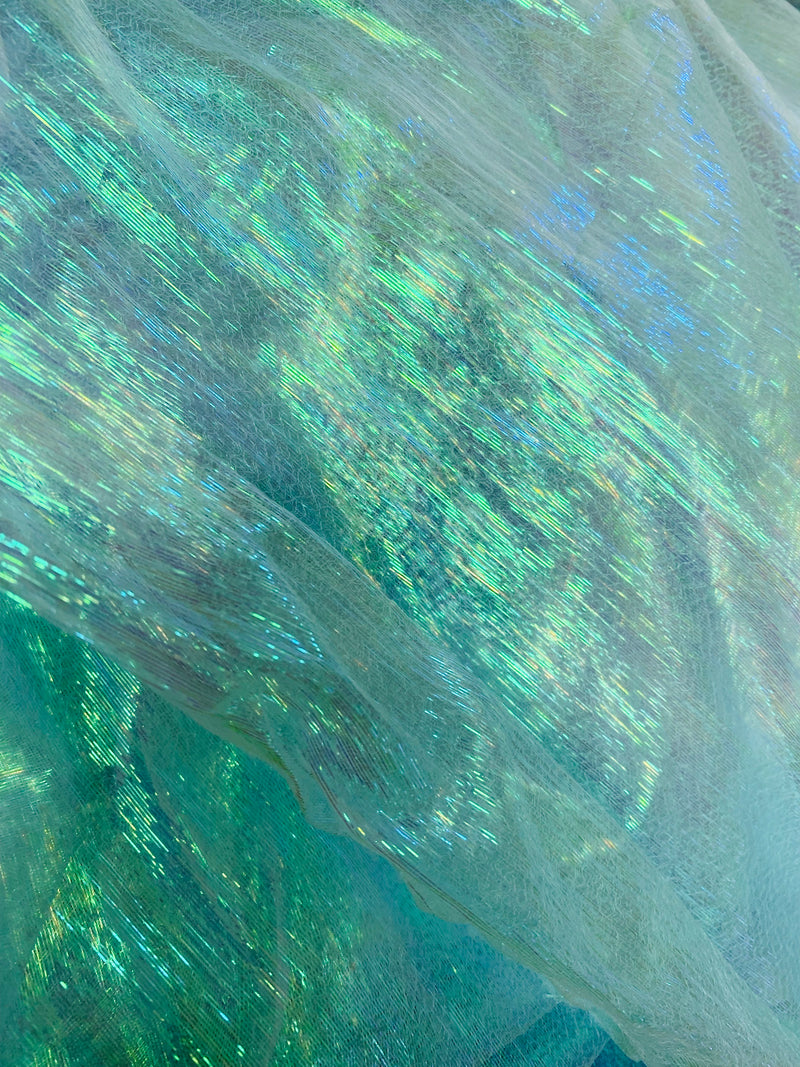 NEW Contessa Abelarda Iridescent Metallic Organza in Pearl and Aqua Marine Shimmer