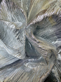 NEW Princess Amira Silver Metallic Crinkle "Faux Silk" Organza - Fancy Styles Fabric Pierre Frey Lee Jofa Brunschwig & Fils