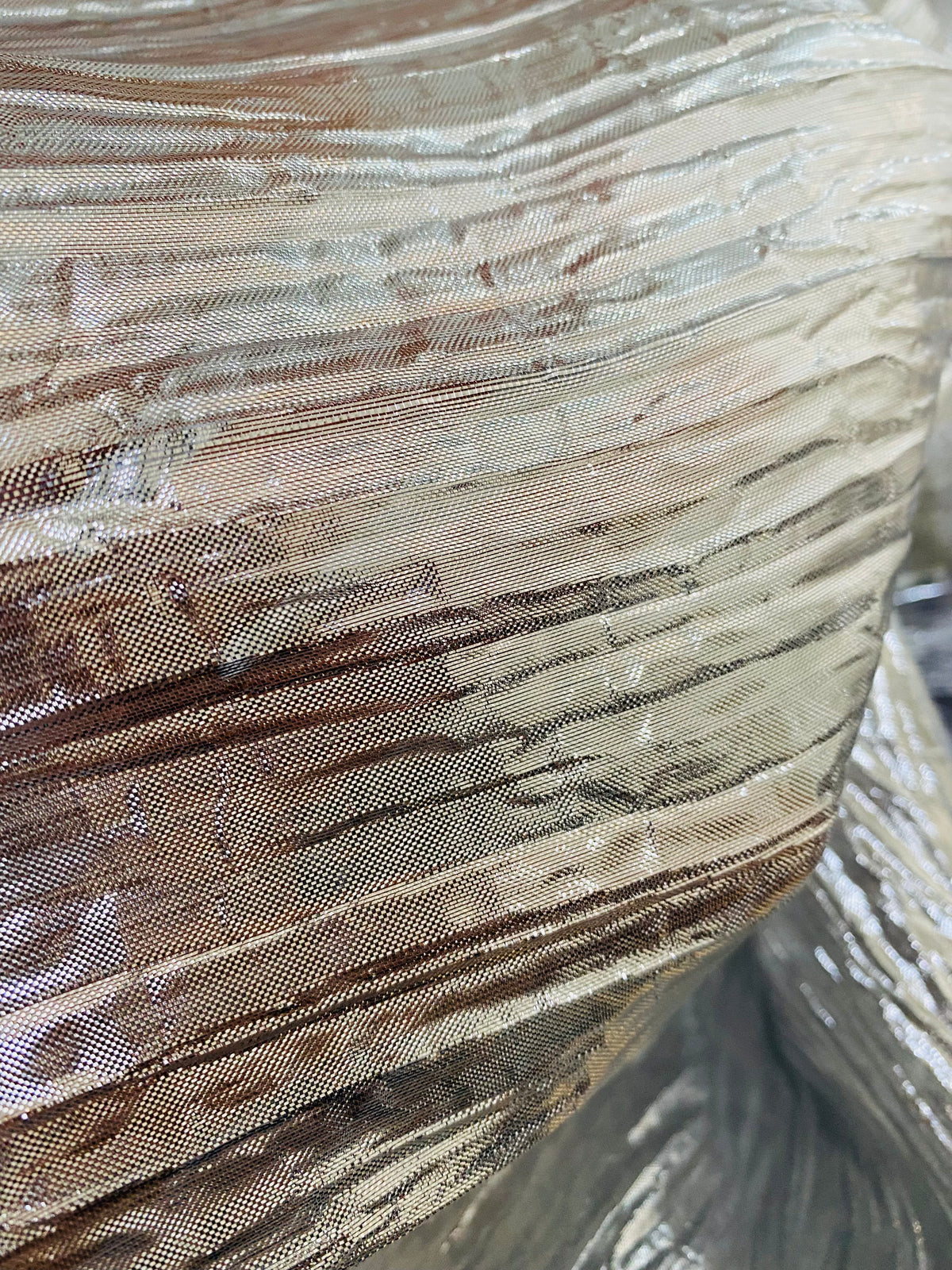 NEW Princess Amira Silver Metallic Crinkle "Faux Silk" Organza - Fancy Styles Fabric Pierre Frey Lee Jofa Brunschwig & Fils