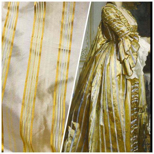 NEW Miss Charlotte 100% Silk Dupioni Fabric - Cream White with Yellow Stripes - Fancy Styles Fabric Pierre Frey Lee Jofa Brunschwig & Fils