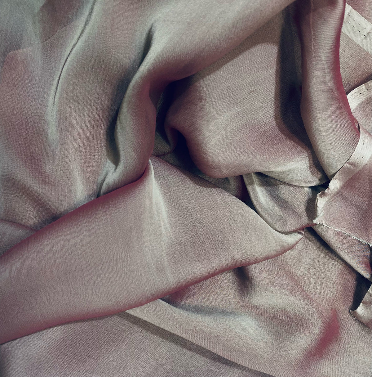 NEW Princess Deseray Silk Polyester Blend Chiffon Fabric in Gray with Rose Pink Iridescence - Fancy Styles Fabric Pierre Frey Lee Jofa Brunschwig & Fils