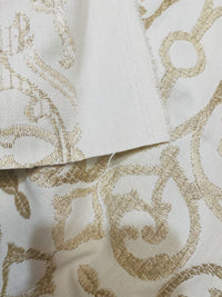 NEW Princess Sandra Novelty 100% Cotton with Gold Metallic Embroidery Fabric - Fancy Styles Fabric Pierre Frey Lee Jofa Brunschwig & Fils
