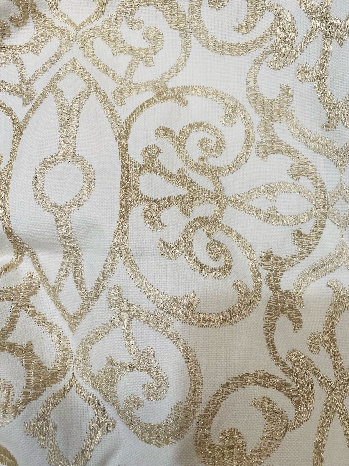 NEW Princess Sandra Novelty 100% Cotton with Gold Metallic Embroidery Fabric - Fancy Styles Fabric Pierre Frey Lee Jofa Brunschwig & Fils