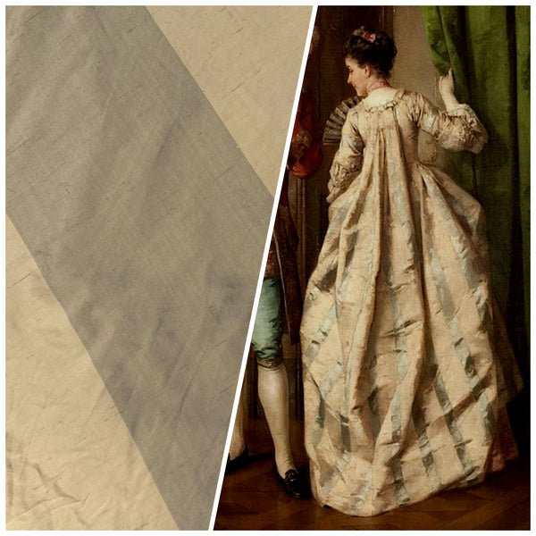 NEW Lady Garcia 100% Silk Taffeta Gold and Old Gold 6” Stripe Fabric - Fancy Styles Fabric Pierre Frey Lee Jofa Brunschwig & Fils