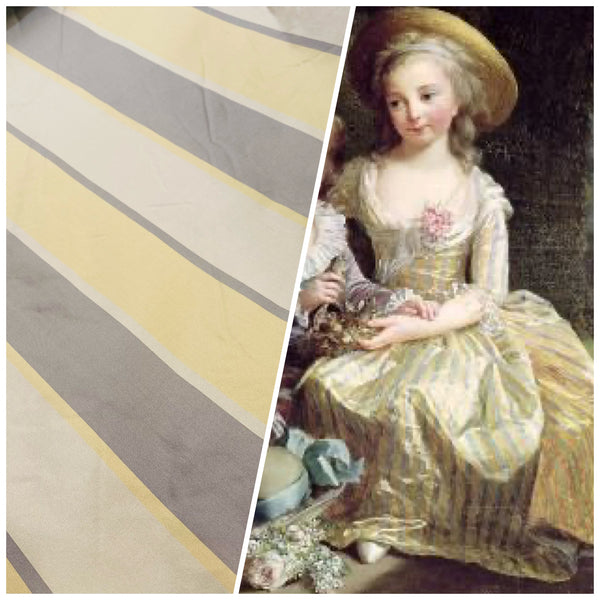 NEW Lady Mira Yellow, Champagne and Gray Stripe 100% Silk Taffeta Fabric - Fancy Styles Fabric Pierre Frey Lee Jofa Brunschwig & Fils