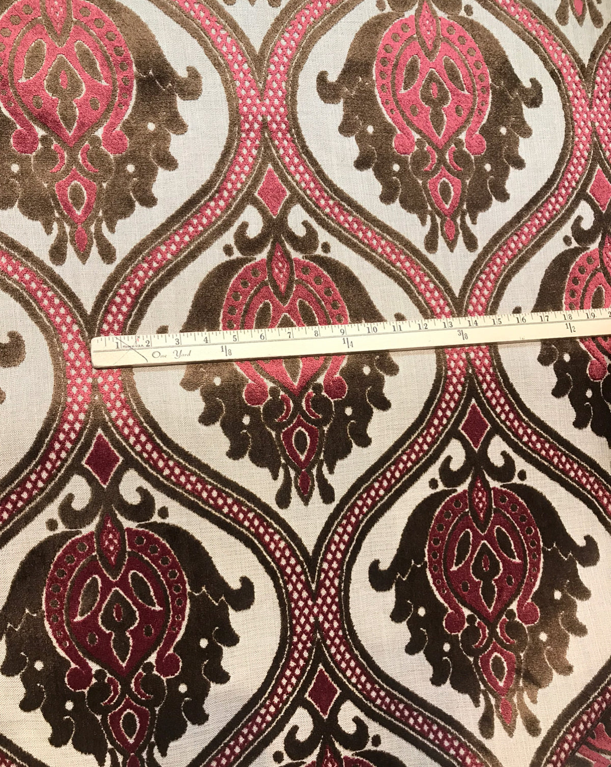 Dophin Jean Designer Belgium Burnout Damask Chenille Velvet Fabric Upholstery- Wine - Fancy Styles Fabric Pierre Frey Lee Jofa Brunschwig & Fils