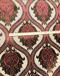 Dophin Jean Designer Belgium Burnout Damask Chenille Velvet Fabric Upholstery- Wine - Fancy Styles Fabric Pierre Frey Lee Jofa Brunschwig & Fils