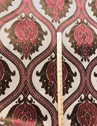 Dophin Jean Designer Belgium Burnout Damask Chenille Velvet Fabric Upholstery- Wine - Fancy Styles Fabric Pierre Frey Lee Jofa Brunschwig & Fils