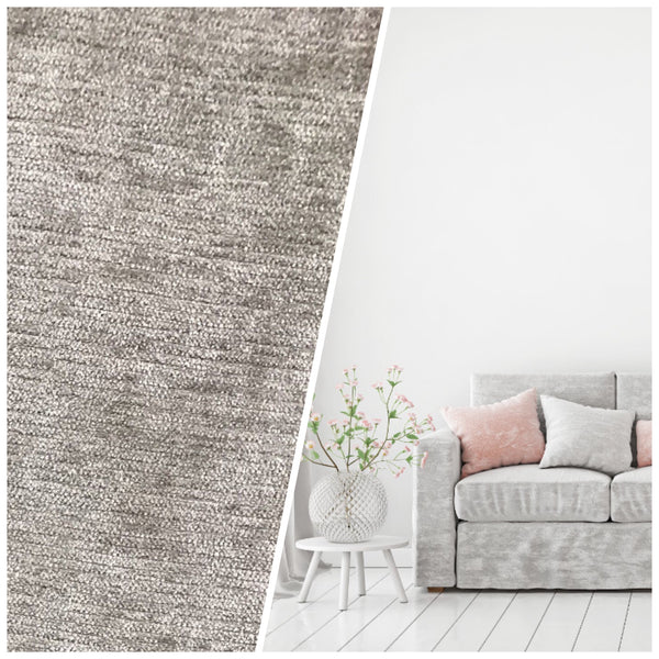 Designer Velvet Chenille Fabric - Antique Silver Gray - Upholstery - Fancy Styles Fabric Pierre Frey Lee Jofa Brunschwig & Fils