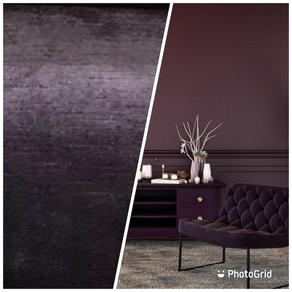 Designer Antique Inspired Velvet Fabric - Midnight Plum - Upholstery - Fancy Styles Fabric Pierre Frey Lee Jofa Brunschwig & Fils
