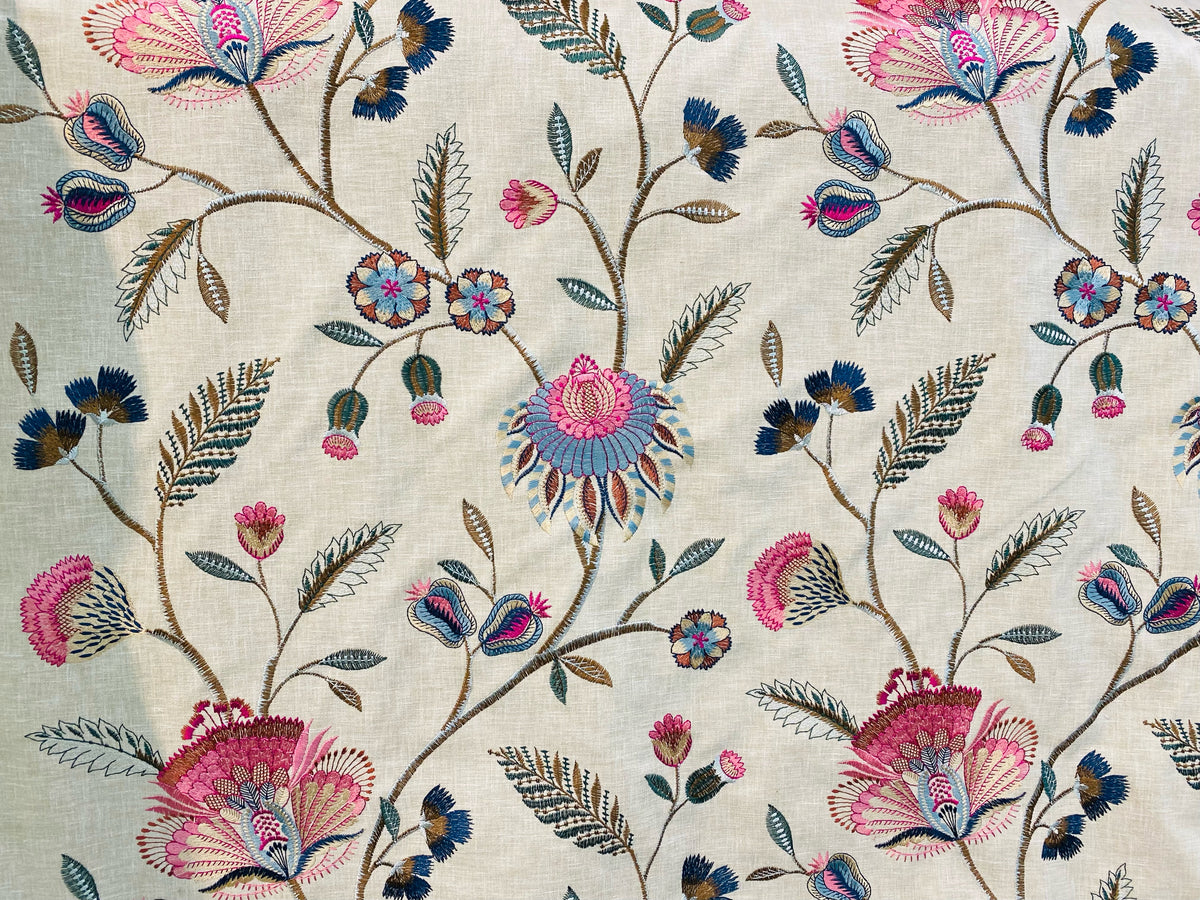 NEW Princess Amberley Floral Designer Fabric Made in India in Pink - Fancy Styles Fabric Pierre Frey Lee Jofa Brunschwig & Fils
