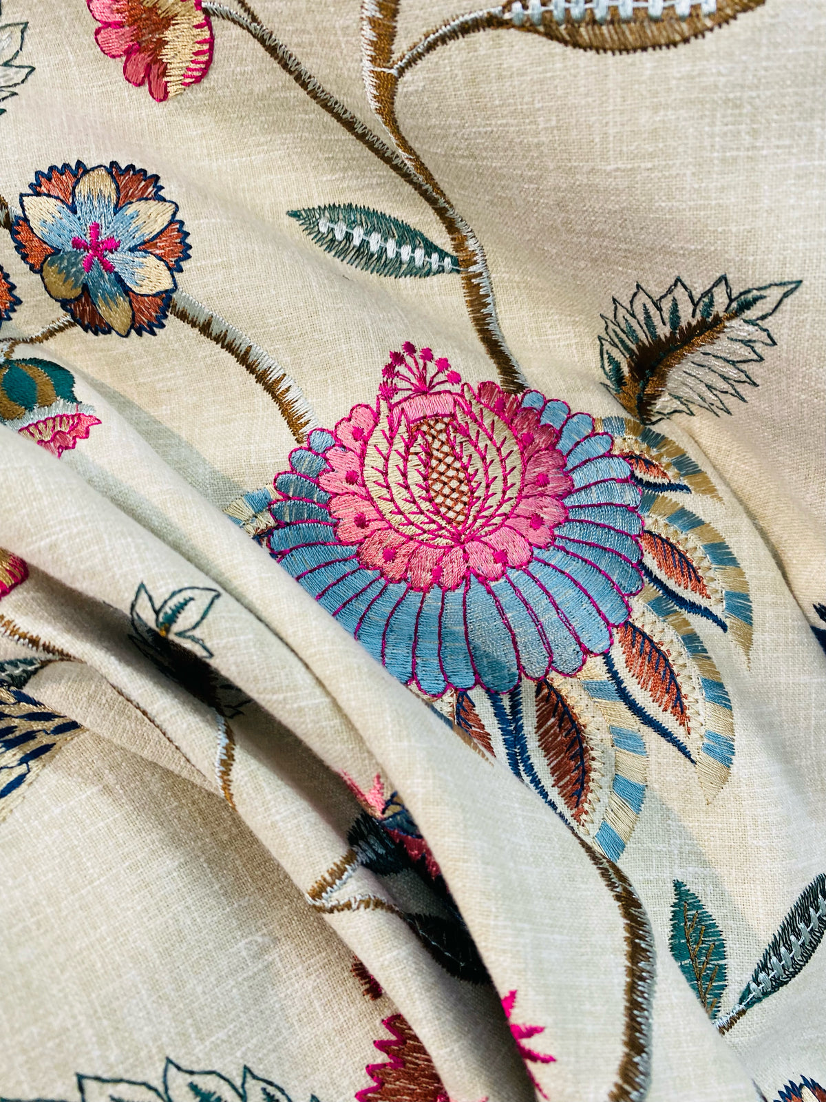 NEW Princess Amberley Floral Designer Fabric Made in India in Pink - Fancy Styles Fabric Pierre Frey Lee Jofa Brunschwig & Fils