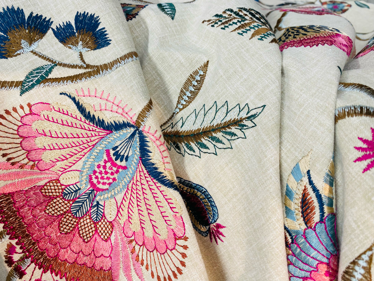 NEW Princess Amberley Floral Designer Fabric Made in India in Pink - Fancy Styles Fabric Pierre Frey Lee Jofa Brunschwig & Fils