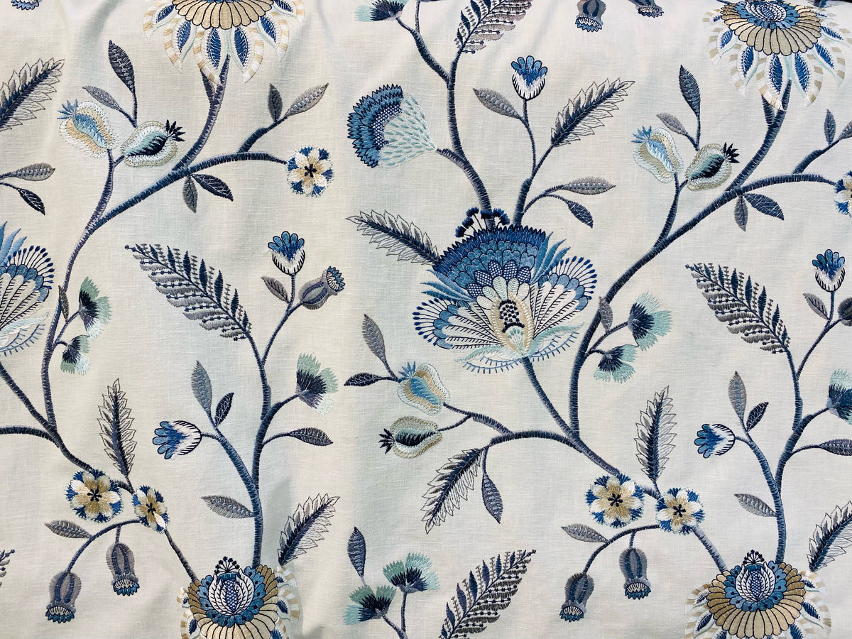 NEW Princess Amberley Floral Designer Fabric Made in India in Blue - Fancy Styles Fabric Pierre Frey Lee Jofa Brunschwig & Fils