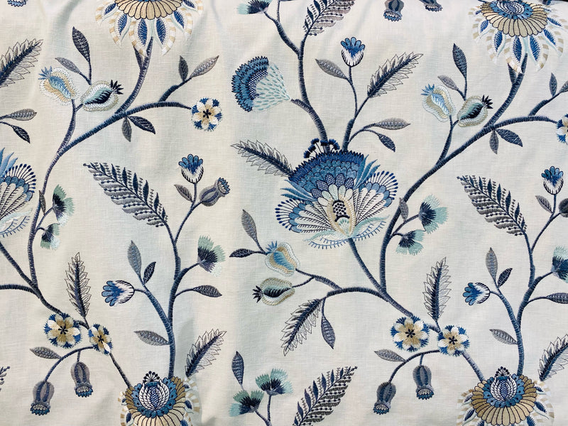 NEW Princess Amberley Floral Designer Fabric Made in India in Blue