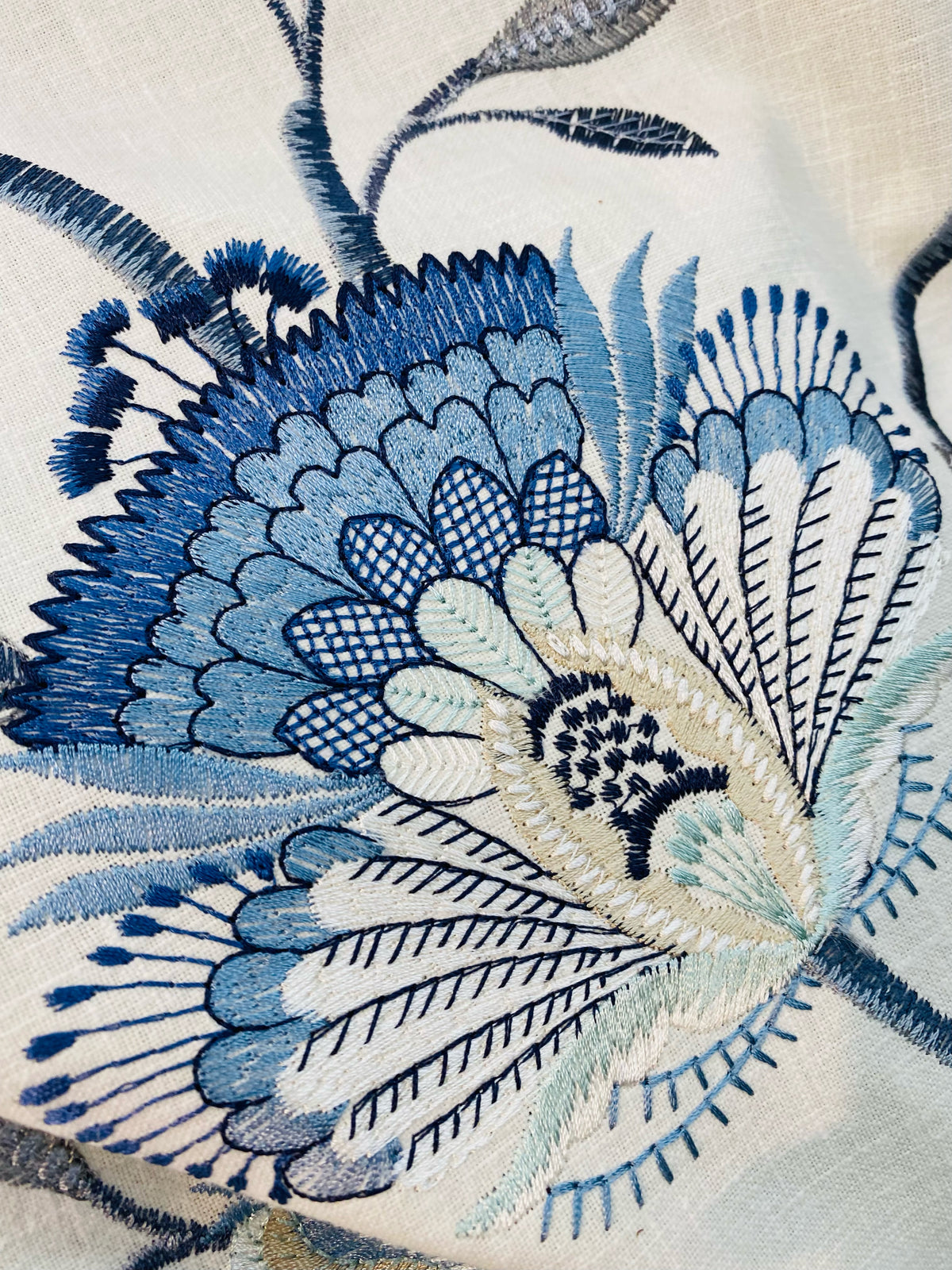 NEW Princess Amberley Floral Designer Fabric Made in India in Blue - Fancy Styles Fabric Pierre Frey Lee Jofa Brunschwig & Fils