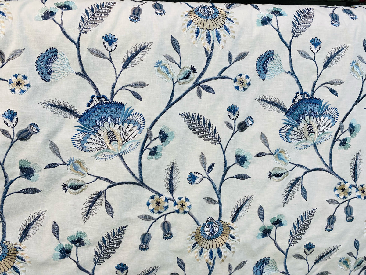 NEW Princess Amberley Floral Designer Fabric Made in India in Blue - Fancy Styles Fabric Pierre Frey Lee Jofa Brunschwig & Fils