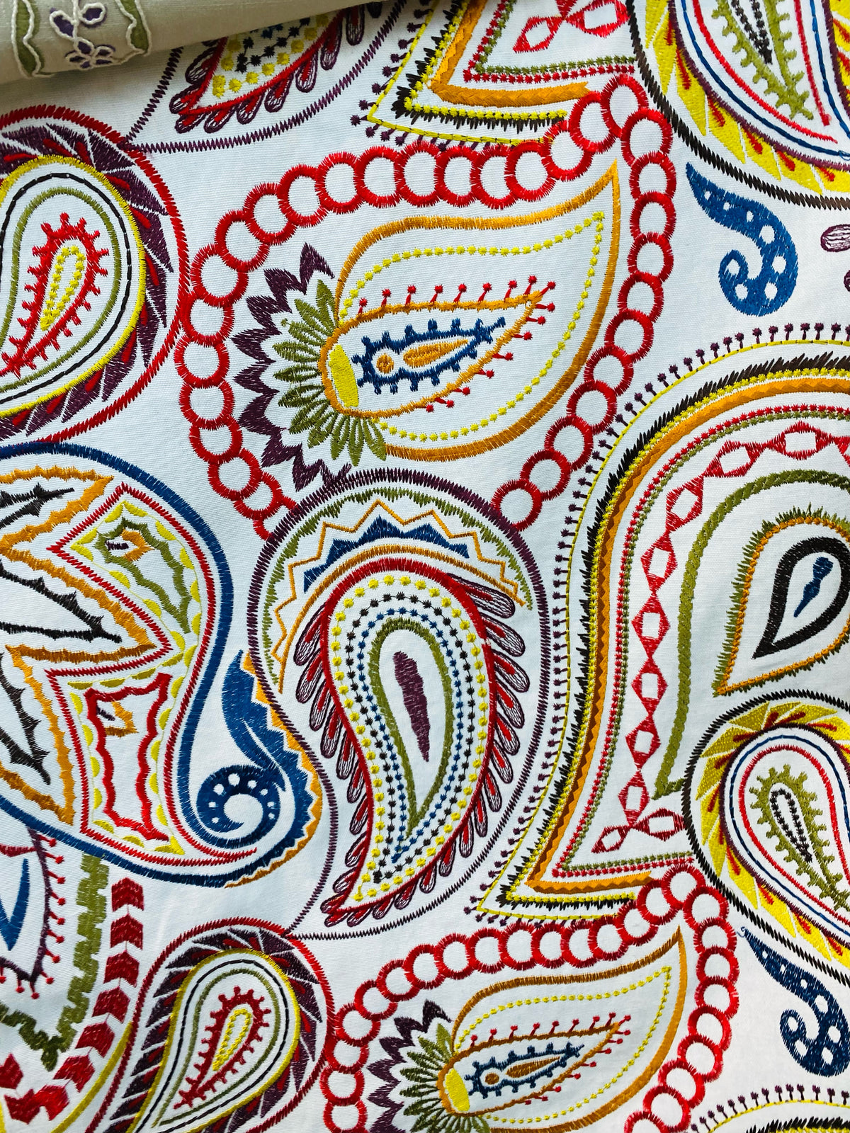 NEW Princess Audrey Designer 100% Cotton Paisley Fabric with Embroidery - Fancy Styles Fabric Pierre Frey Lee Jofa Brunschwig & Fils
