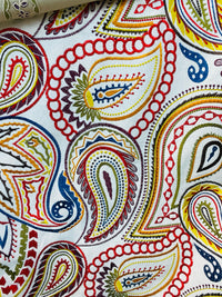 NEW Princess Audrey Designer 100% Cotton Paisley Fabric with Embroidery - Fancy Styles Fabric Pierre Frey Lee Jofa Brunschwig & Fils