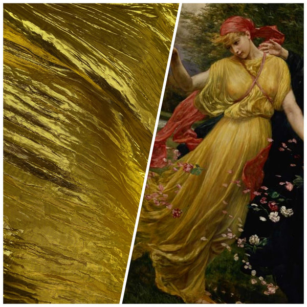 NEW Princess Amira Gold Metallic Crinkle "Faux Silk" Organza - Fancy Styles Fabric Pierre Frey Lee Jofa Brunschwig & Fils