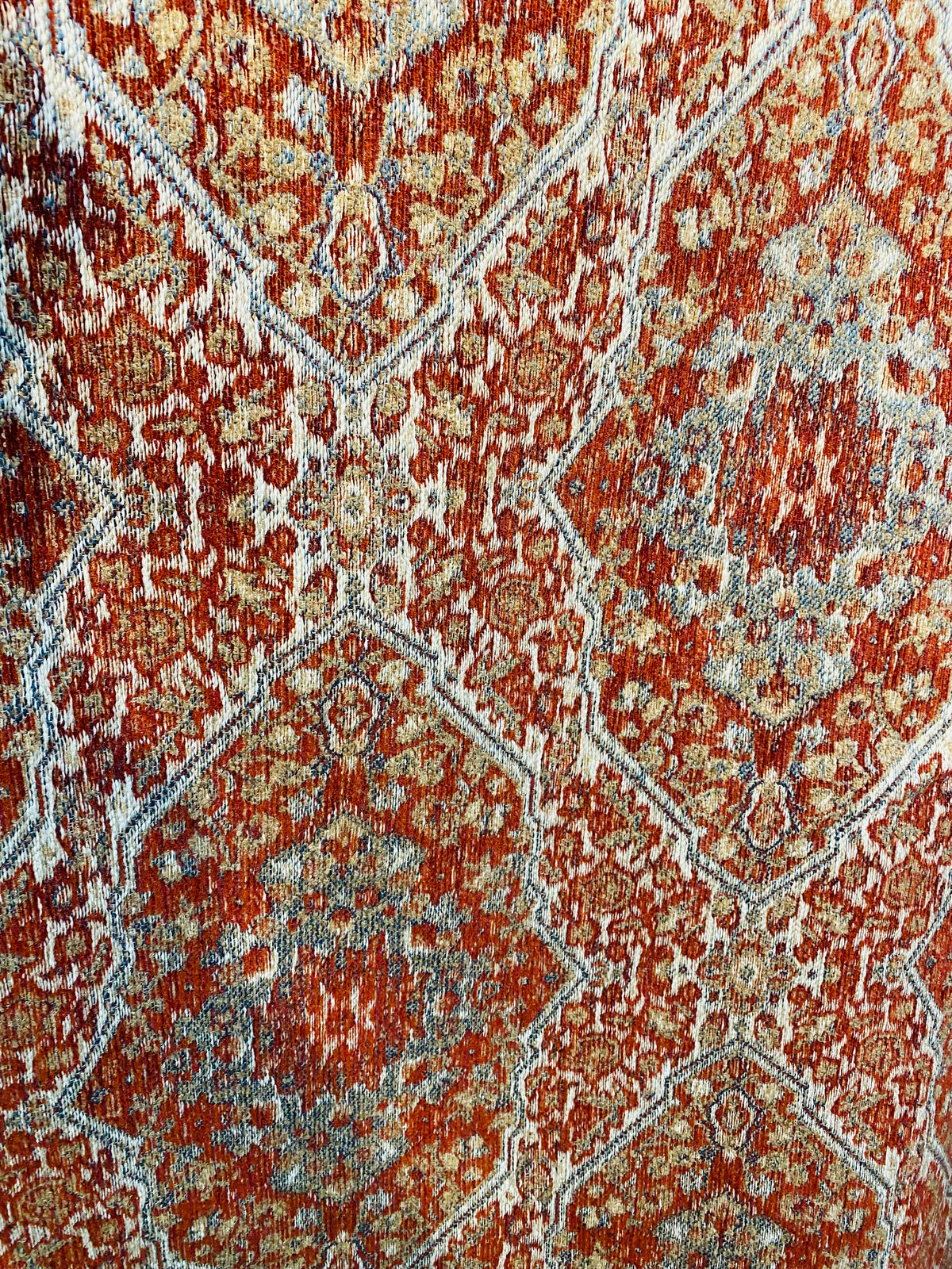 NEW Prince Charles Designer Kilim Rug Inspired Geometric Medallion Upholstery Fabric Red - Fancy Styles Fabric Pierre Frey Lee Jofa Brunschwig & Fils