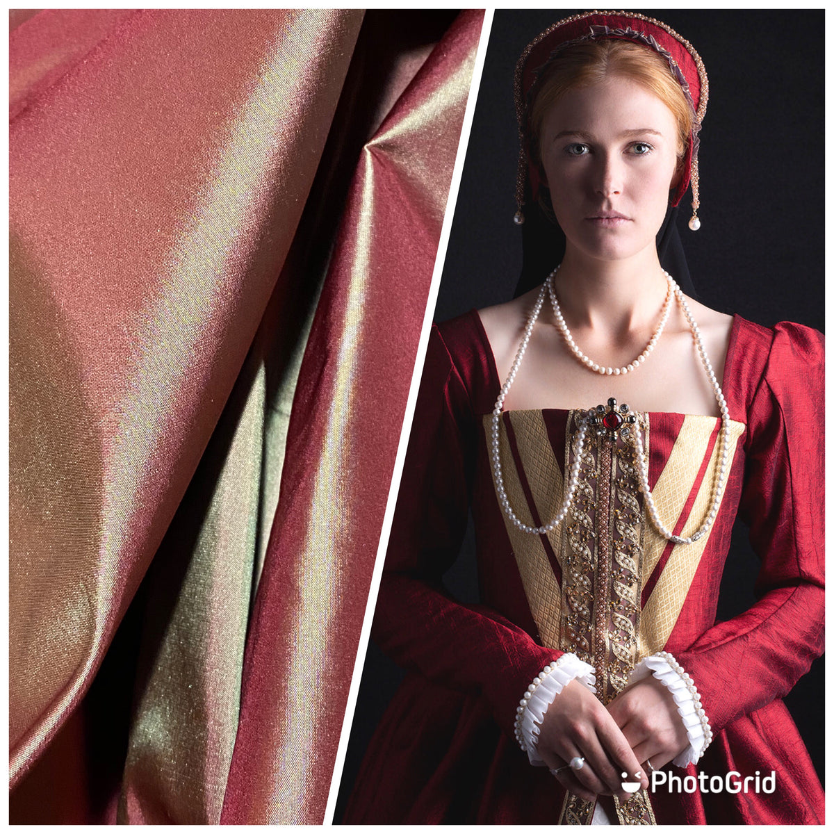 NEW Lady Lisa Designer 100% Silk Taffeta - Cinnamon Red with Gold Iridescence - Fancy Styles Fabric Pierre Frey Lee Jofa Brunschwig & Fils