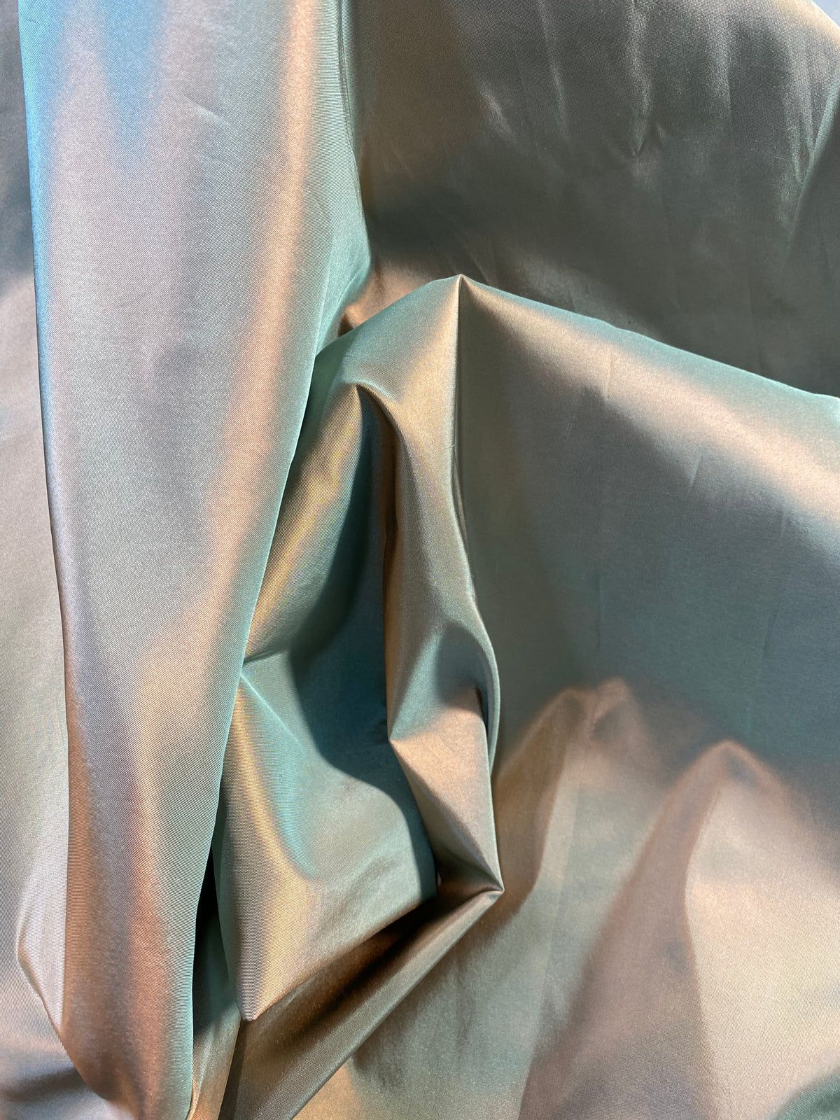NEW Lady Lisa 100% Silk Taffeta Fabric - Solid Aqua Blue with Peach Iridescence - Fancy Styles Fabric Pierre Frey Lee Jofa Brunschwig & Fils