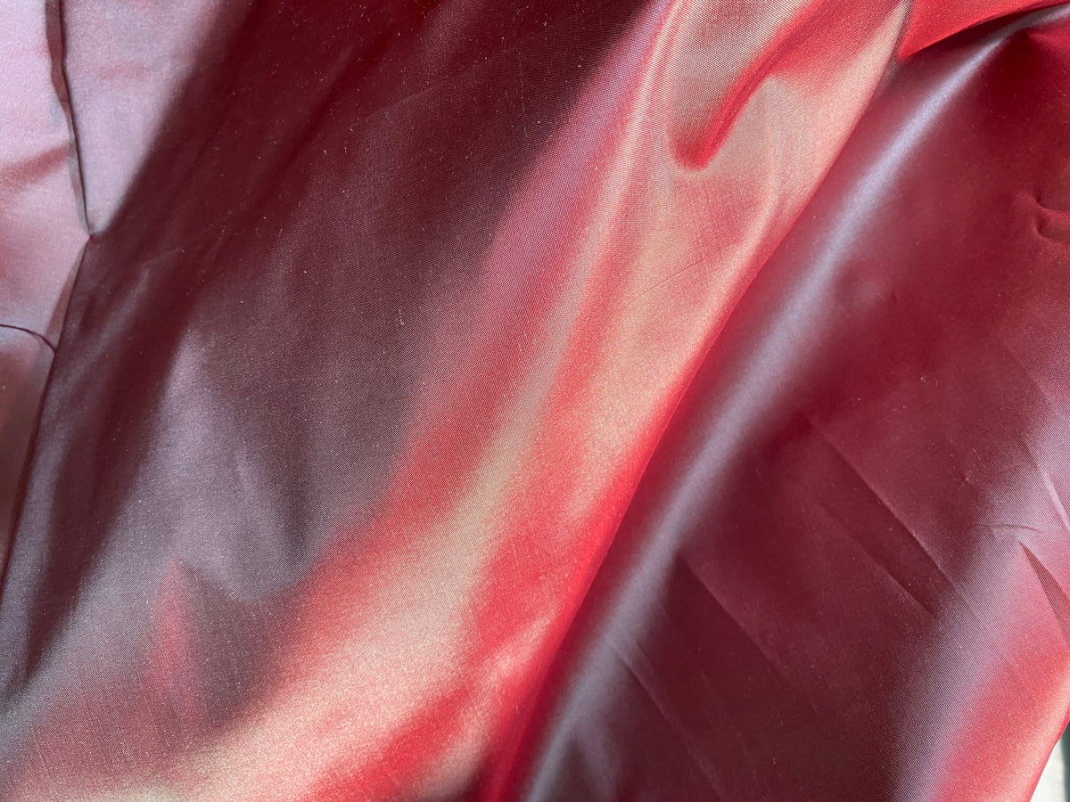 NEW Lady Lisa 100% Silk Taffeta Fabric - Solid Frosty Red with Icy Blue Iridescence - Fancy Styles Fabric Pierre Frey Lee Jofa Brunschwig & Fils